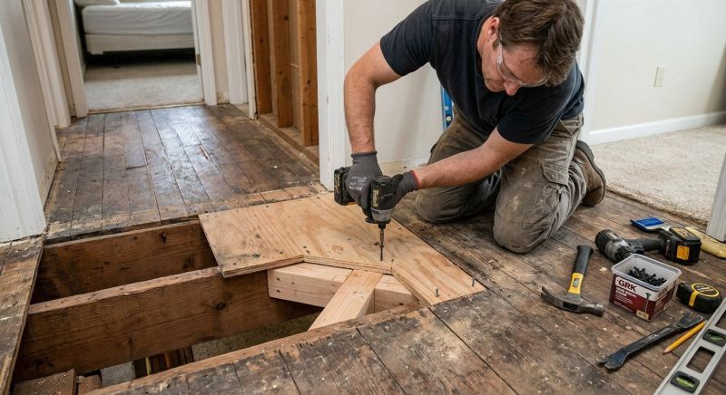 Squeaky Wood Floor Repair in Wilmington, NC